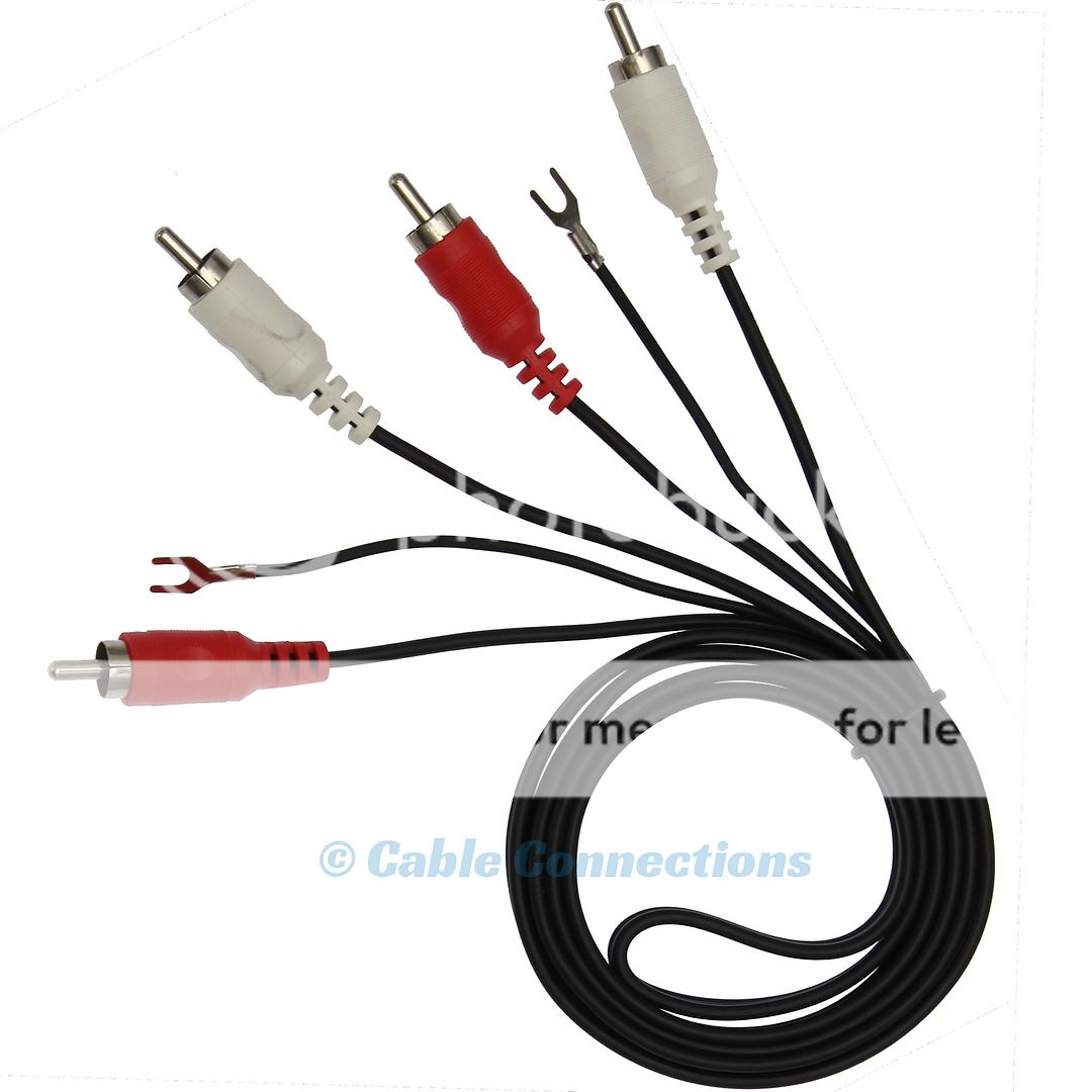 1 DJ TURNTABLE CABLE PHONO+EARTH WIRE RECORD DECK GROUNDED STEREO AUDIO